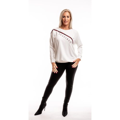  Laza felső gumirozott derékkal ekrü alapon burgundi felirat és rátét