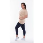 Rövid ujjú hosszított denevér felső (drapp szöveges)