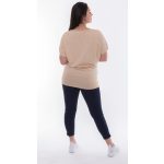 Rövid ujjú hosszított denevér felső (drapp szöveges)