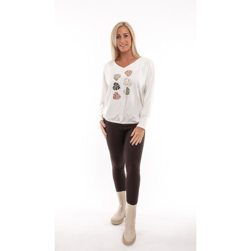  Laza blúz - pálma mintával ekrü