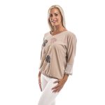 Laza blúz - pálma mintával cappuccino