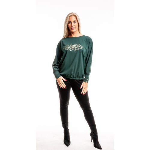  Laza blúz - zöld jégvirág minta