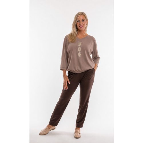 Jumper taupe felső – rombusz mintával