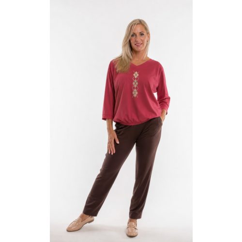  Jumper brick red felső – rombusz mintával