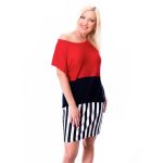 hosszanti csíkos tunika,zsákruha,piros-kék tunika,kék-fehér hosszanti csíkos tunika,