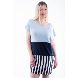 Babakék-sötétkék-csíkos lezser tunika