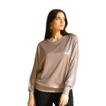 Metál fényű női passzés felső bézs