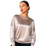 Metál fényű női passzés felső bézs