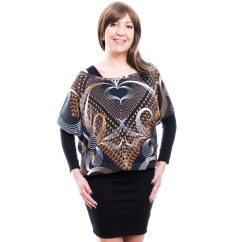 Rucy Fashion bronzos absztrakt mintás muszlin tunika