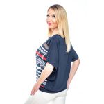 Csíkos navy rövid ujjú passzés felső