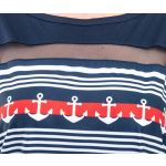 Csíkos navy rövid ujjú passzés felső