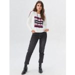 Női gumis derekú felső ekrü színű burgundi ocelot mintával