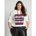 Női gumis derekú felső ekrü színű burgundi ocelot mintával