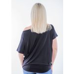 Rövid ujjú fekete-fehér csíkos alapon tropical virág mintás lezser felső