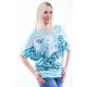 Rucy Fashion rövid ujjú mentazöld alapon levél mintás passzés felső