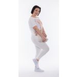 Ekrü alapon legyező mintás rövid ujjú lezser felső