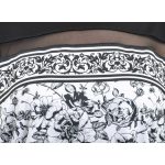 Rövid ujjú apró virágos fekete-fehér ruha