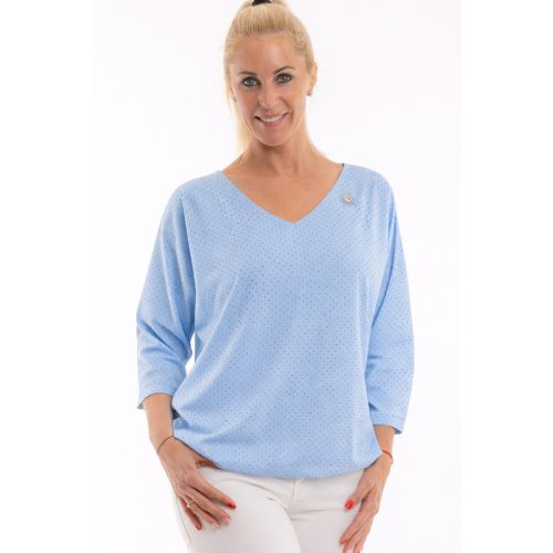 VILÁGOSKÉK TŰPÖTTYÖS BLÚZ