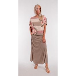    Tropical mintás rövid ujjú passzés felső taupe cappuccino