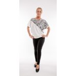 Formázott levél mintás divatos passzés felső fekete-fehér 