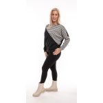 Formázott fekete-fehér tyúkláb mintás divatos passzés felső