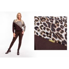   Formázott ocelot- csokibarna mintás divatos passzés felső
