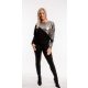  Formázott divatos passzés női felső fekete-metal sylver