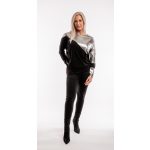  Formázott divatos passzés női felső fekete-metal sylver