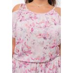 Vállán nyitott lenge ruha (rózsaszín virágos)