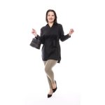 Hosszú ujjú galléros ing tunika kötővel (FEKETE)