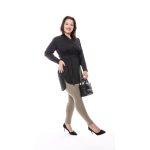 Hosszú ujjú galléros ing tunika kötővel (FEKETE)