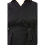 Hosszú ujjú galléros ing tunika kötővel (FEKETE)