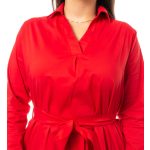 Hosszú ujjú galléros ing tunika kötővel (PIROS)