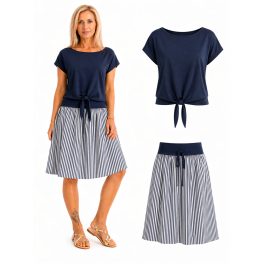 Wave sötétkék-csíkos mintás szoknya